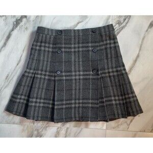 Lauren Ralph Lauren Plad Pleated Gray Wool-Blend Tweed Miniskirt Sz 10